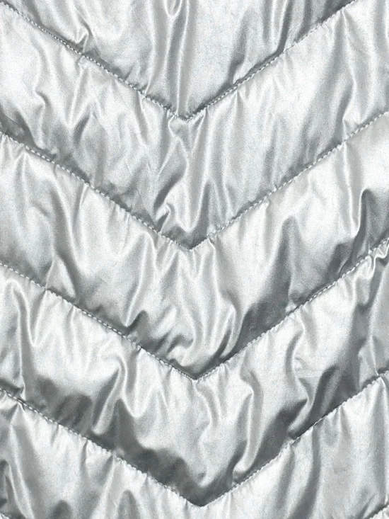Gap Y2K Metallic Silver Puffer Vest Large Liquid Metal Space Age Shiny Quilted L - Picture 10 of 10